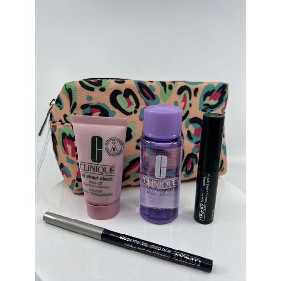 CLINIQUE 5pc Gift Set Mascara Eyeliner Makeup Remover & Mouse Cleanser Gift Bag - Picture 4 of 5